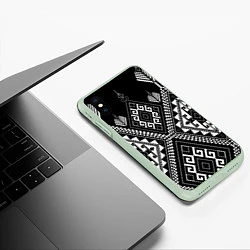 Чехол iPhone XS Max матовый Индейские мотивы, цвет: 3D-салатовый — фото 2