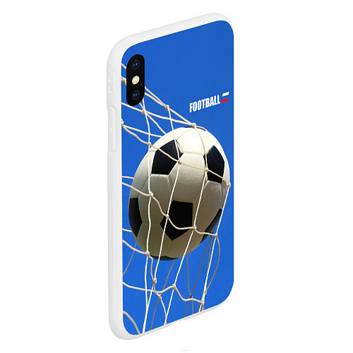 Чехол iPhone XS Max матовый Футбол - гол / 3D-Белый – фото 2