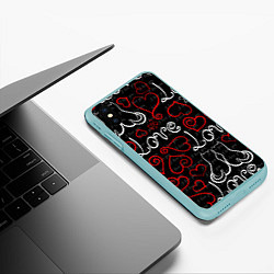 Чехол iPhone XS Max матовый Meow Love, цвет: 3D-мятный — фото 2