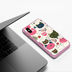 Чехол iPhone XS Max матовый Радостные котики, цвет: 3D-розовый — фото 2