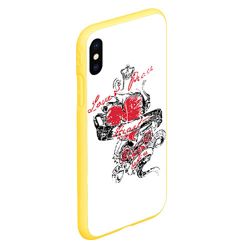 Чехол iPhone XS Max матовый Рок сердца 6 / 3D-Желтый – фото 2