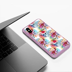 Чехол iPhone XS Max матовый Цветы и бабочки 5, цвет: 3D-сиреневый — фото 2