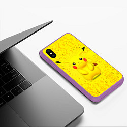 Чехол iPhone XS Max матовый Pikachu, цвет: 3D-фиолетовый — фото 2