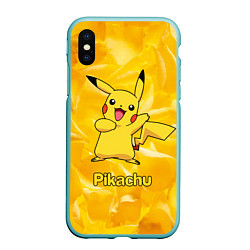 Чехол iPhone XS Max матовый Pikachu, цвет: 3D-мятный