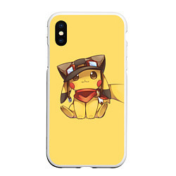 Чехол iPhone XS Max матовый Pikachu, цвет: 3D-белый