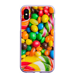 Чехол iPhone XS Max матовый Сладкие конфетки, цвет: 3D-светло-сиреневый