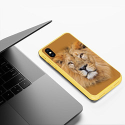 Чехол iPhone XS Max матовый Царский лев, цвет: 3D-желтый — фото 2