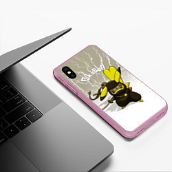 Чехол iPhone XS Max матовый Pikachu, цвет: 3D-розовый — фото 2