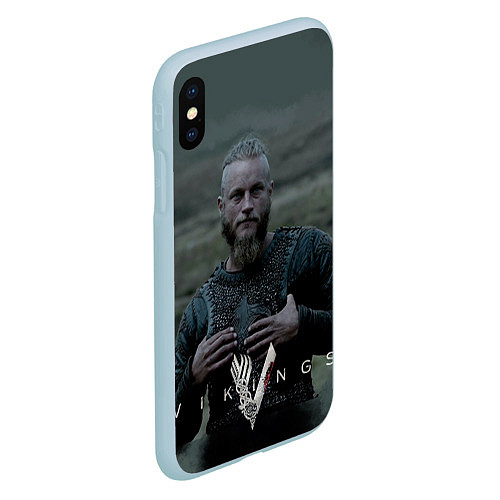 Чехол iPhone XS Max матовый Vikings: Ragnarr Lodbrok / 3D-Голубой – фото 2