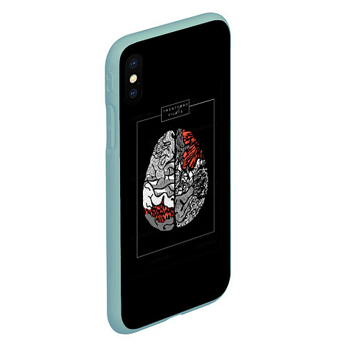 Чехол iPhone XS Max матовый Twenty one pilots: brain / 3D-Мятный – фото 2