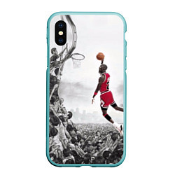 Чехол iPhone XS Max матовый Michael Jordan NBA, цвет: 3D-мятный