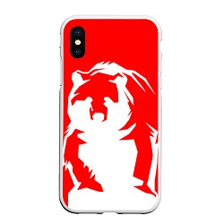 Чехол iPhone XS Max матовый Красный медведь, цвет: 3D-белый