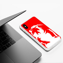 Чехол iPhone XS Max матовый Красный медведь, цвет: 3D-белый — фото 2