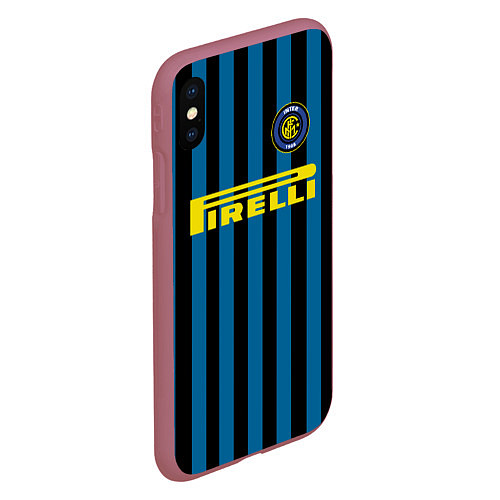 Чехол iPhone XS Max матовый Inter FC: Pirelli / 3D-Малиновый – фото 2