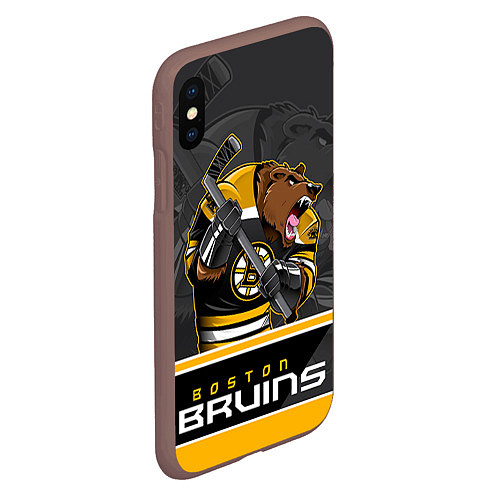Чехол iPhone XS Max матовый Boston Bruins / 3D-Коричневый – фото 2