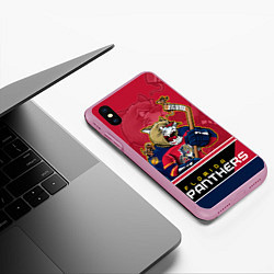 Чехол iPhone XS Max матовый Florida Panthers, цвет: 3D-розовый — фото 2