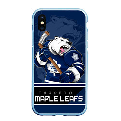 Чехол iPhone XS Max матовый Toronto Maple Leafs, цвет: 3D-голубой