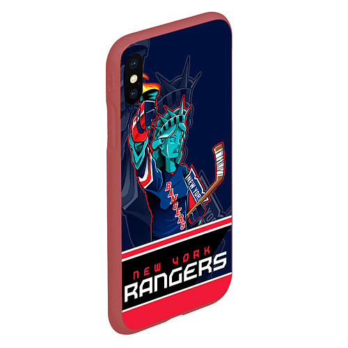 Чехол iPhone XS Max матовый New York Rangers / 3D-Красный – фото 2