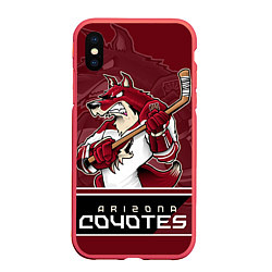 Чехол iPhone XS Max матовый Arizona Coyotes, цвет: 3D-красный