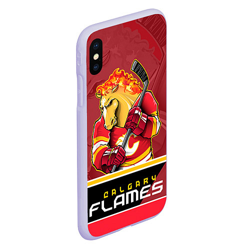 Чехол iPhone XS Max матовый Calgary Flames / 3D-Светло-сиреневый – фото 2