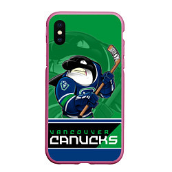 Чехол iPhone XS Max матовый Vancouver Canucks, цвет: 3D-малиновый