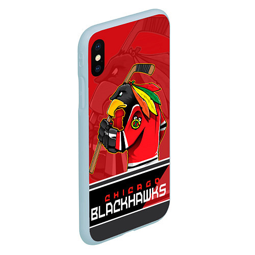 Чехол iPhone XS Max матовый Chicago Blackhawks / 3D-Голубой – фото 2