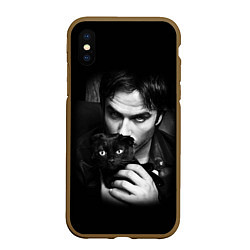 Чехол iPhone XS Max матовый Деймон Сальваторе с котом