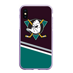 Чехол iPhone XS Max матовый Anaheim Ducks, цвет: 3D-светло-сиреневый