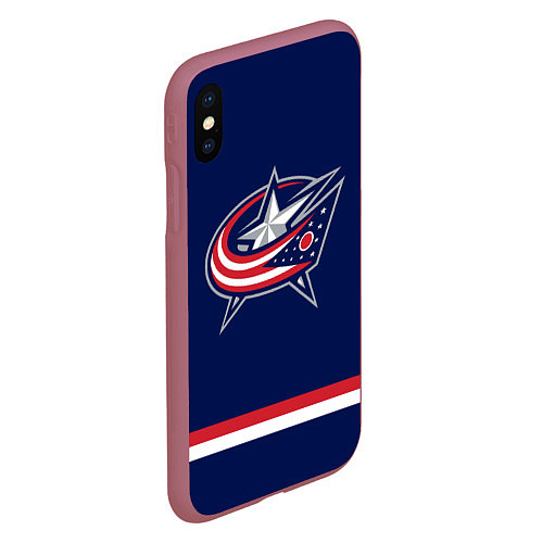 Чехол iPhone XS Max матовый Columbus Blue Jackets / 3D-Малиновый – фото 2