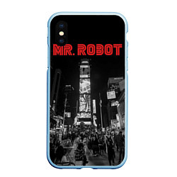 Чехол iPhone XS Max матовый Mr. Robot City, цвет: 3D-голубой