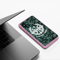 Чехол iPhone XS Max матовый Войска связи. Камуфляж, цвет: 3D-розовый — фото 2