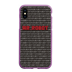 Чехол iPhone XS Max матовый Mr. Robot: Binary code, цвет: 3D-фиолетовый