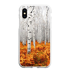 Чехол iPhone XS Max матовый Березовая роща, цвет: 3D-белый