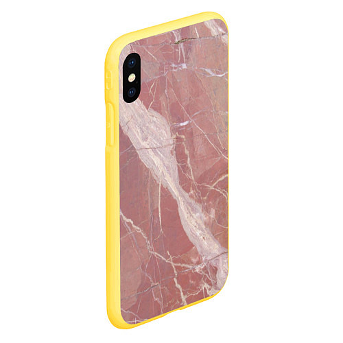 Чехол iPhone XS Max матовый Розовый мрамор / 3D-Желтый – фото 2