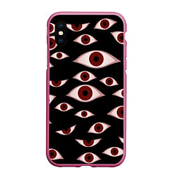 Чехол iPhone XS Max матовый Глаза, цвет: 3D-малиновый