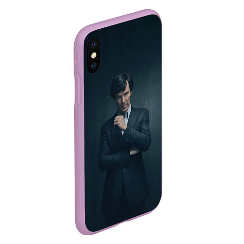 Чехол iPhone XS Max матовый Шерлок в костюме / 3D-Сиреневый – фото 2