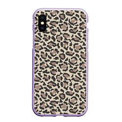 Чехол iPhone XS Max матовый Шкура леопарда, цвет: 3D-светло-сиреневый