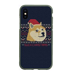 Чехол iPhone XS Max матовый Doge Such Christmas