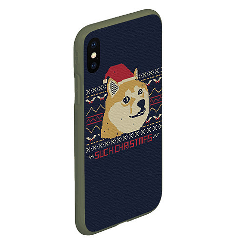 Чехол iPhone XS Max матовый Doge Such Christmas / 3D-Темно-зеленый – фото 2