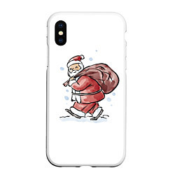 Чехол iPhone XS Max матовый Дед мороз, цвет: 3D-белый