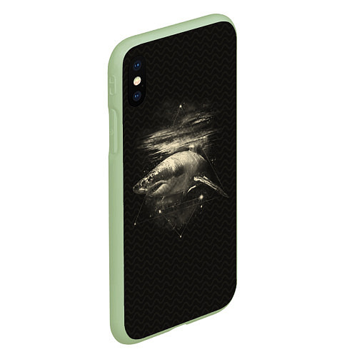 Чехол iPhone XS Max матовый Cosmic Shark / 3D-Салатовый – фото 2