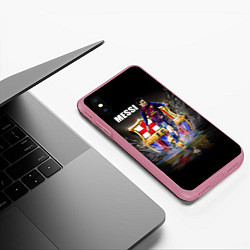 Чехол iPhone XS Max матовый Messi FCB, цвет: 3D-малиновый — фото 2