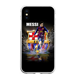 Чехол iPhone XS Max матовый Messi FCB, цвет: 3D-белый