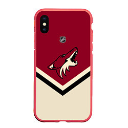 Чехол iPhone XS Max матовый NHL: Arizona Coyotes, цвет: 3D-красный