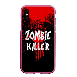 Чехол iPhone XS Max матовый Zombie Killer, цвет: 3D-малиновый