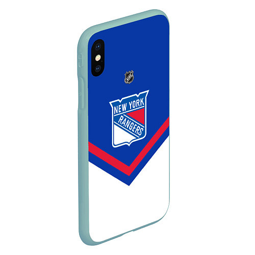 Чехол iPhone XS Max матовый NHL: New York Rangers / 3D-Мятный – фото 2