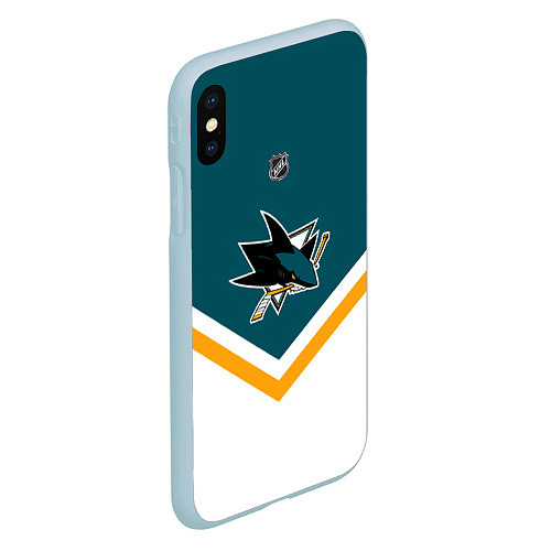 Чехол iPhone XS Max матовый NHL: San Jose Sharks / 3D-Голубой – фото 2