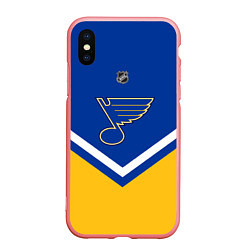 Чехол iPhone XS Max матовый NHL: St. Louis Blues, цвет: 3D-баблгам