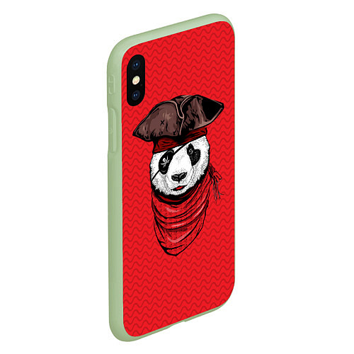 Чехол iPhone XS Max матовый Панда пират / 3D-Салатовый – фото 2