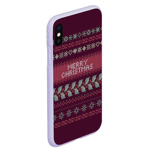 Чехол iPhone XS Max матовый Merry Christmas / 3D-Светло-сиреневый – фото 2
